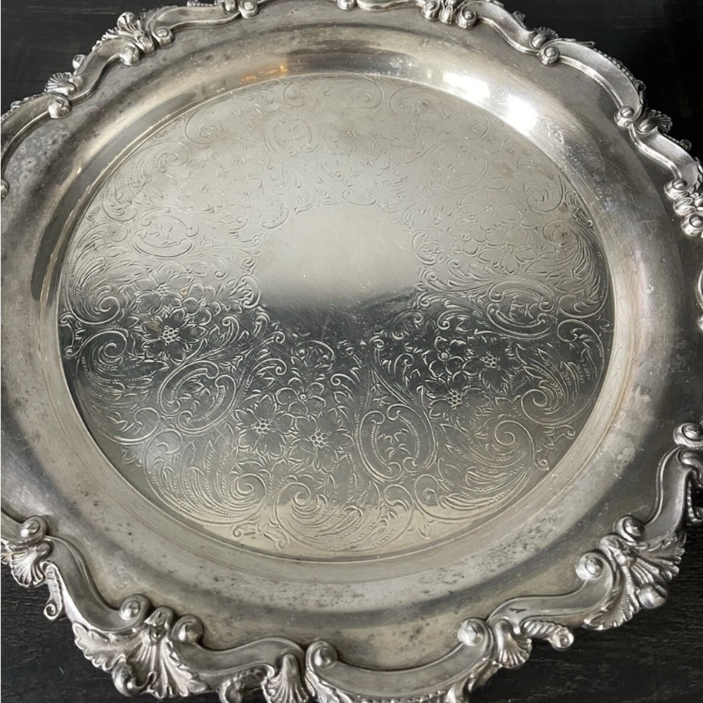 Elegant Silver Plated  footed Serving Tray